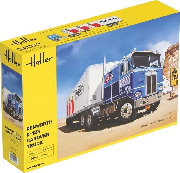 HEL80793 - KENWORTH K-123 Cabover con remolque para armar y pintar - 1
