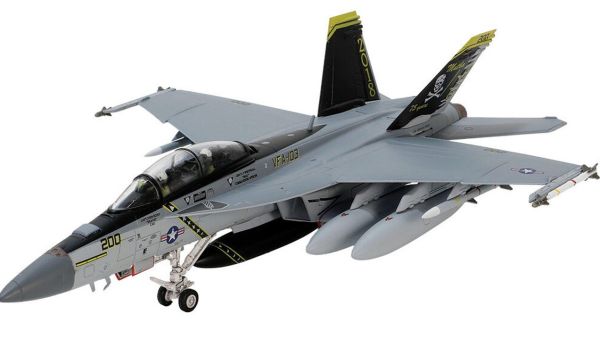 FOV814034A - Avión de combate Boeing F/A-18F Super Hornet estadounidense - Armada de EE. UU. - Escuadrón VFA-103 - Jolly Rodgers - 75.º aniversario - 1