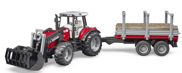 BRU2046 - MASSEY FERGUSON 7480 con cargador de leña y remolque - 1