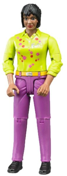 BRU60403 - Mujer negra con camisa verde y pantalón rosa. - 1