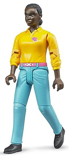 BRU60404 - Mujer negra con camisa amarilla y pantalón turquesa - 1