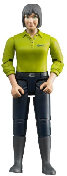 BRU60405 - Mujer de cabello oscuro con camisa verde y pantalón azul oscuro Escala: 1/16 - 1