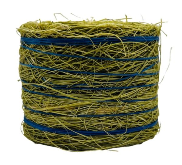 CW0270 - Paca de heno redonda con cordel azul - Diámetro: 4,8 cm x Ancho: 3,6 cm - 1