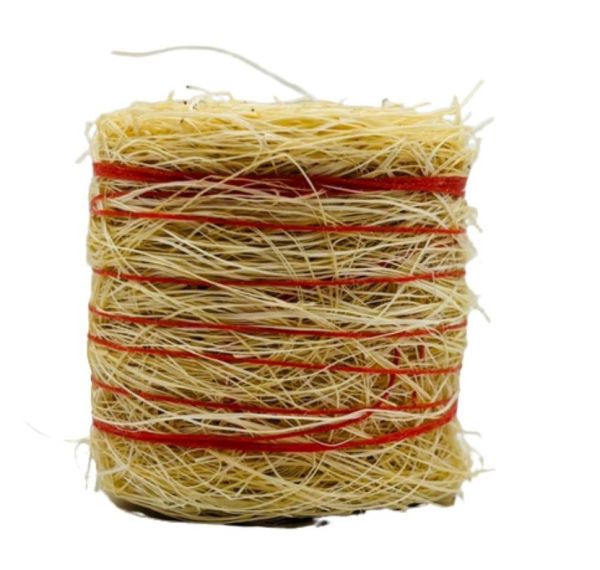 CW0281 - Paca de paja redonda con hilo rojo - Diámetro: 3,7 x 3,7 cm - 1