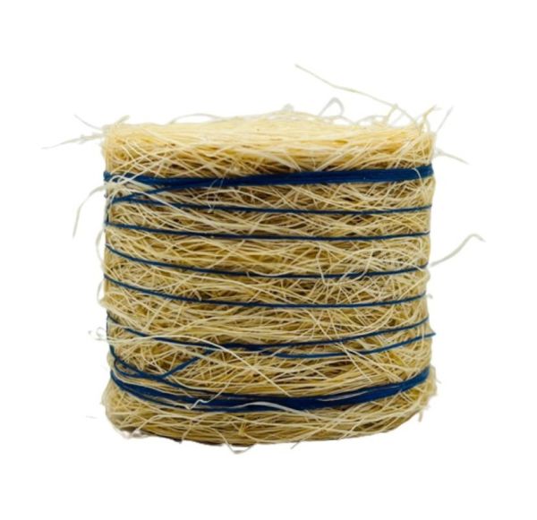 CW0282 - Paca de paja redonda con hilo azul - Diámetro: 3,7 x 4,4 cm - 1