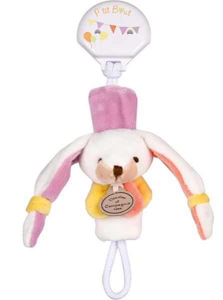 DC2509LAPBLANC - Sujeta chupete - Conejo blanco; rosa y naranja - 1