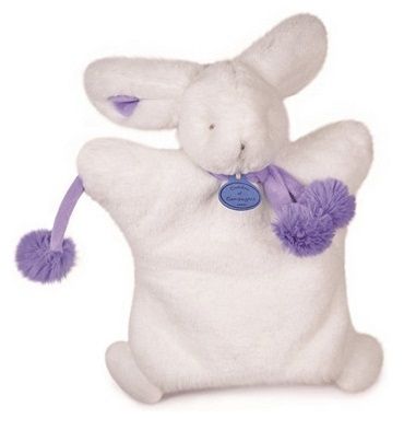 DC2742BVIO - Marioneta Conejo Pompón Blanco y Morado 25 cm - 1