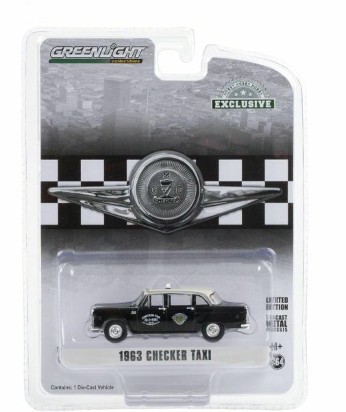 GREEN30207 - CHECKER MOTORS MARATHON A11 1963 taxi negro techo blanco vendido en blister - 1