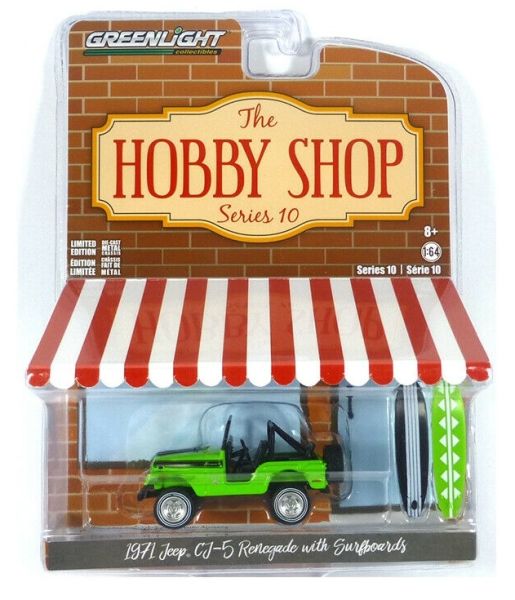 GREEN97100-B - JEEP CJ-5 1971 hard top verde abierto con tablas de surf The Hobby Shop Series vendido en blister - 1