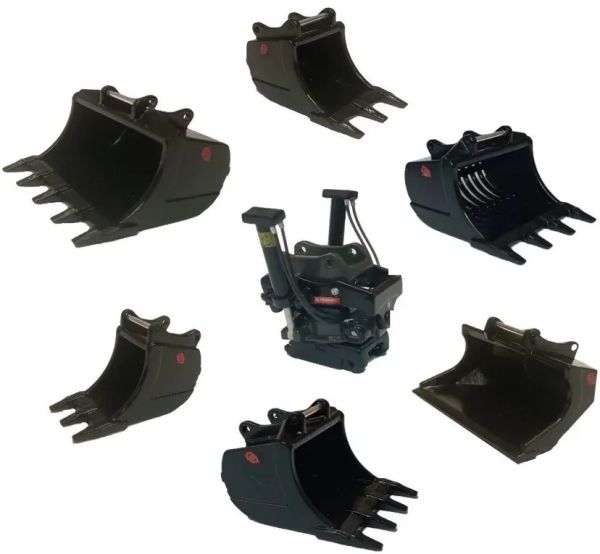 GF108-SET1 - Conjunto de rotor basculante OILQUICK OQTR-33 con varios cucharones para excavadoras de 24 a 33 toneladas - 1