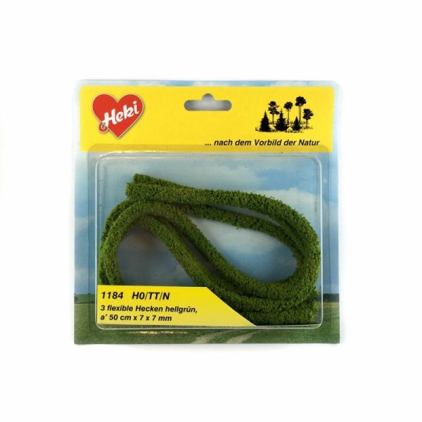 HEK1184 - 3 setos flexibles de color verde claro - 7x7 mm - 50 cm de largo. - 1