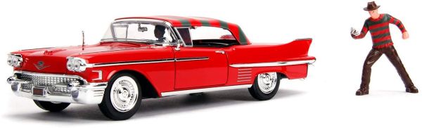 JAD253255004 - CADILLAC serie 62 1958 rojo de la pelicula Freddy Krueger con figuras incluidas - 1
