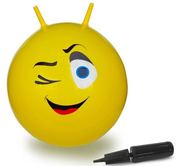 JAM460459 - Pelota hinchable amarilla Wink Smiley con bomba - 1