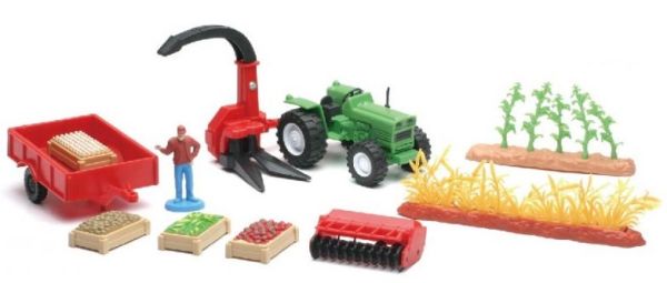 NEW04005A - Caja de granja con personaje; tractor y picadora de forraje; remolque y varios accesorios - 1