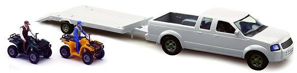 NEW37135B - Pick-up blanco con remolque y 2 quads y figuras - 1