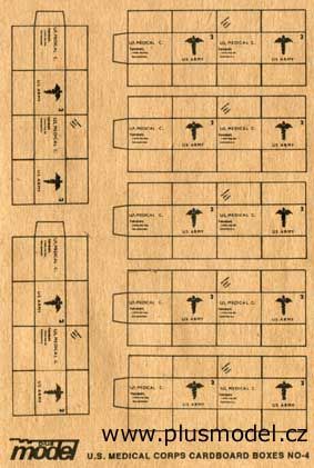 PLS012 - cajas de cartón en miniatura del ejército de los EE.UU. para montar para diorama dimensiones de una caja de cartón 1;9 x 1;9 x 1 cm - 1