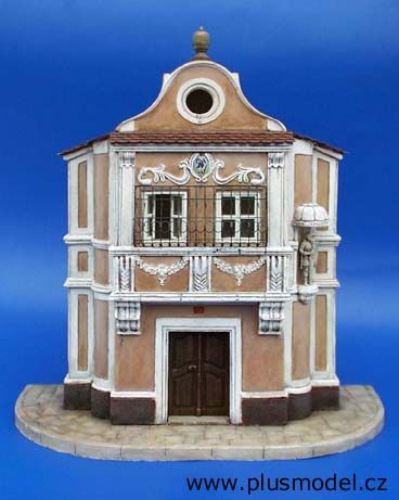 PLS017 - Fachada de casa en miniatura de yeso para montar y pintar dimensiones 22 x 5 cm accesorios suministrados - 1