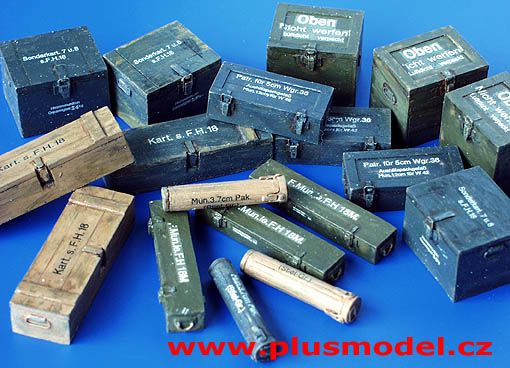 PLS027 - Se suministran 18 cajas militares alemanas en miniatura para calcomanías de diorama que se pueden pintar. - 1