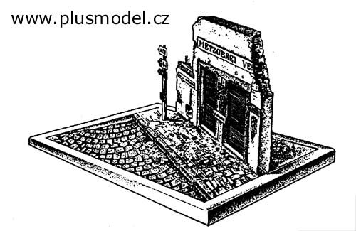 PLS032 - Casa ruina en miniatura para montar y pintar de 21;5 cm de largo y 15 cm de alto con base de 27 x 18 cm - 1