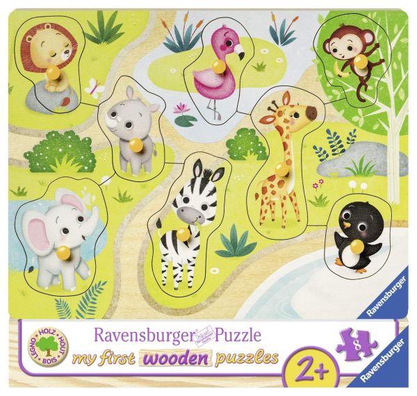 RAV036875 - Puzzle de Madera - 8 Piezas - Animales del Zoológico - 22 x 24 cm - 1