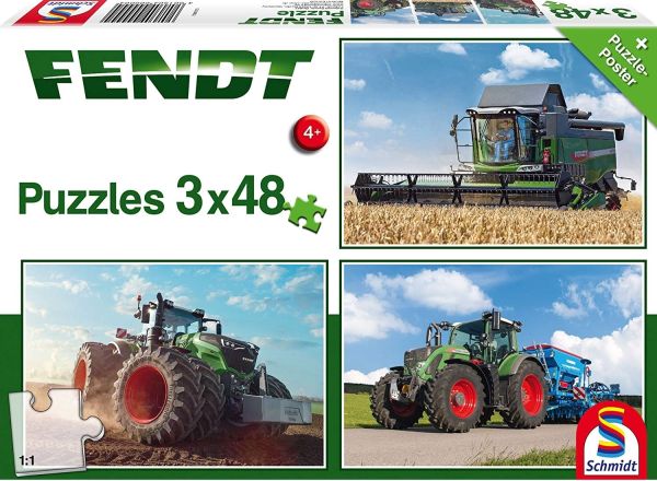 SCM56221 - 3 Puzzles de 48 Piezas Dimensiones : 26 x 17 cm - Tractores y Cosechadoras FENDT - 1
