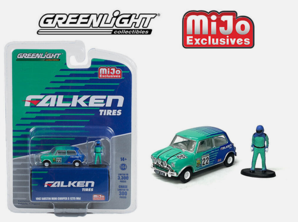 GREEN51454 - AUSTIN Mini cooper S 1275 de 1967 #22 - Falken tires - figurita incluida - 1