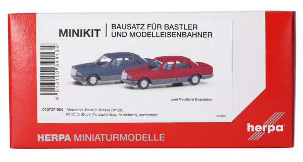 HER013727-004 - MERCEDES BENZ Clase S W126 azul y rojo - 2 piezas para montar - 1