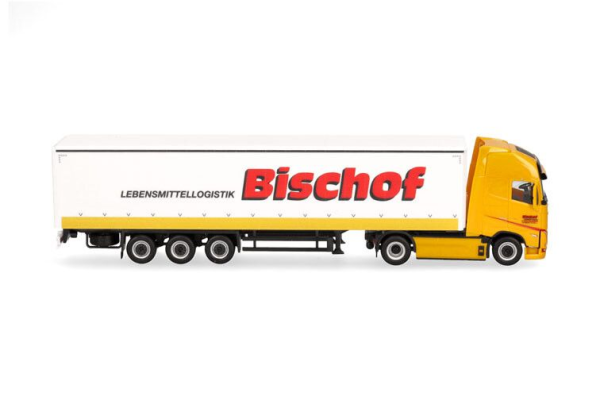 HER319348 - VOLVO FH GL XL eléctrico 4x2 con remolque de lona con puerta trasera de 3 ejes BISCHOF - 1