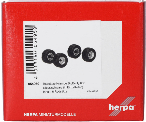 HER054959 - Ejes para Krampe BiBody 650 negro y plateado - 6 juegos - 1
