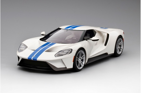 TS0093 - FORD GT Forzen blanco con franjas azules - edición limitada a 999 unidades - 1