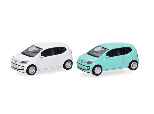 HER014373 - VOLKSWAGEN Up 3 puertas, tipo AA, verde y blanco - 2 piezas para montar - 1