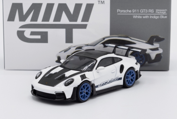 MGT00853-L - PORSCHE 911 992 GT3 RS, paquete Weissach, blanco con llantas azul índigo - 1