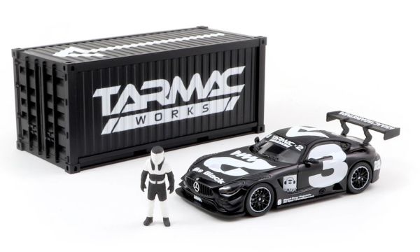 T64-008-4A3W - MERCEDES AMG GT3 #3 2018 con contenedor y figura Noir et Blanc - 1