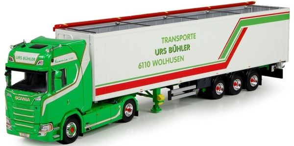 TEK71310 - SCANIA S730 4x2 con semi Cargo Floor 3 ejes lona abierta transporte Urs Buhler - 1
