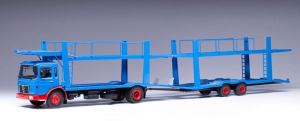 IXOTTRX034 - MAN 4x2 porta coches con remolque 2 ejes 1970 azul - 1