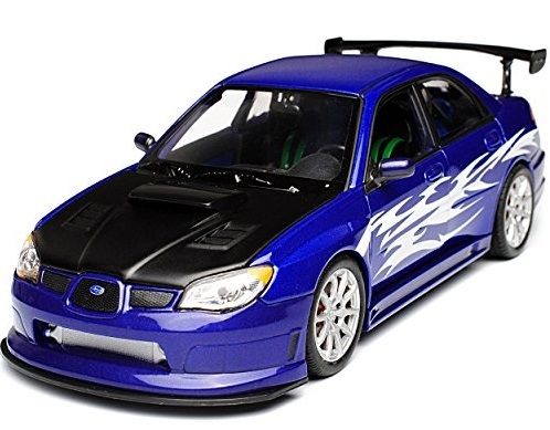 WEL22487WA - SUBARU Impreza Sti R 2010 versión tuning azul capota negra con llamas blancas - 1