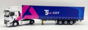 ELI118522 - RENAULT T 480 4x2 con remolque de lona de 3 ejes JACOT Transport