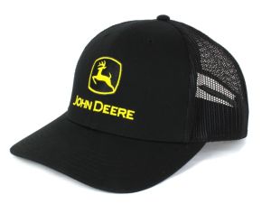1308-3344-BK - Gorra negra JOHN DEERE con parte trasera de malla.