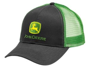 MC13080277BK - Gorra John Deere con parte trasera de malla, negra y verde