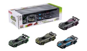 CARRERA15813029 - Pack de 4 Hypercars de fricción - gris - verde - amarillo - azul - rosa