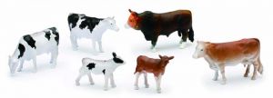 NEW05593E - Conjunto de 3 vacas en pie, 2 terneros y 1 toro