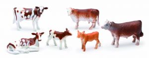 NEW05593D - Conjunto de 3 vacas en pie, 1 vaca echada y 2 terneros