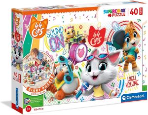 CLE25466 - Puzzle de 40 piezas para hacer en el suelo 44 gatos - 100x70 cm