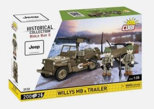 COB3132 - Vehículo militar Jeep Willys MB con remolque - 200 piezas