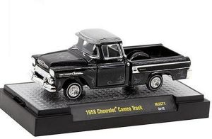 M2M-31500-MJS71 - Camioneta Chevrolet Cameo 1958 negra LOWRIDERS en blíster