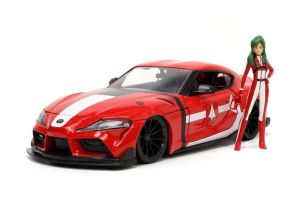 JAD33679 - TOYOTA Supra 2020 mit roter Miriya STERLING ROBOTECH-Figur