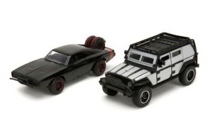 JAD34252 - Jeep Wrangler gris y Dodge Charger Off-Road negro de Fast & Furious