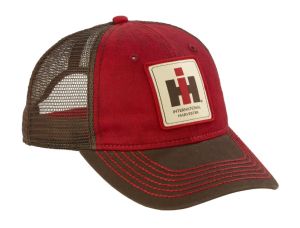 400863 - Gorra marrón y roja con logotipo IH de aspecto envejecido.