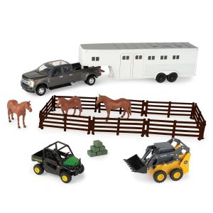 ERT47247 - Set de vehículos agrícolas JOHN DEERE con 3 caballos.