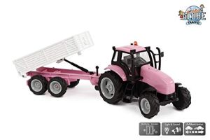 KID510241 - Tractor rosa con remolque